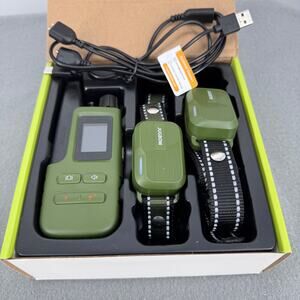 JUGBOW DT-612 Dog Training Collar 2-Dog Remote Beep/Vibrate/Shock 4200ft Green